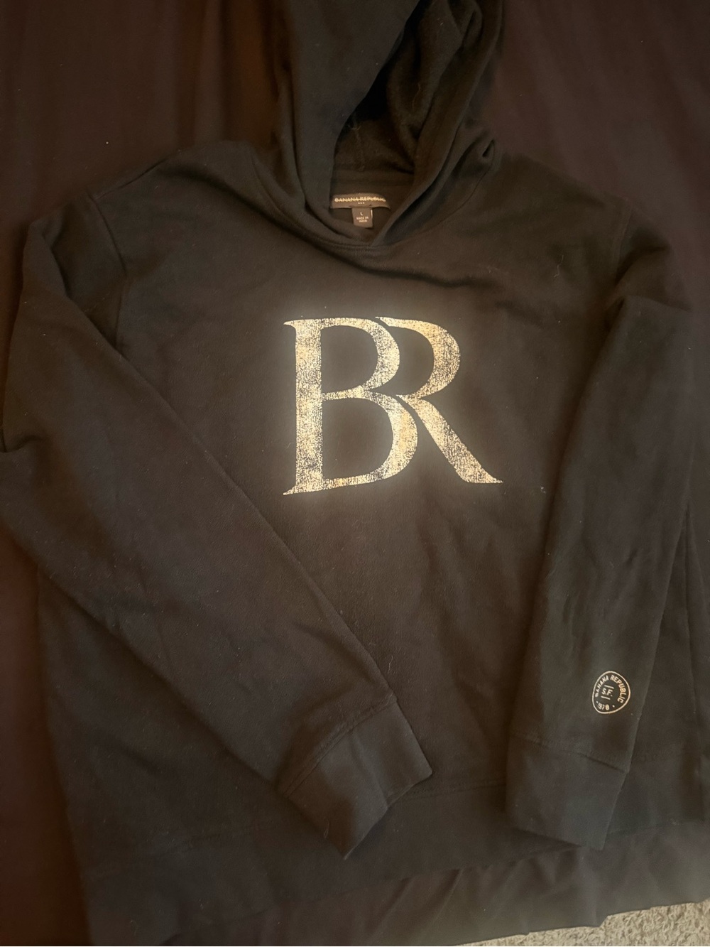 Banana Republic Black Hoodie with Silver BR Logo